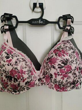JUST BE Floral Gray Underwire T-Shirt Bra 2-pack NWT Size 40D